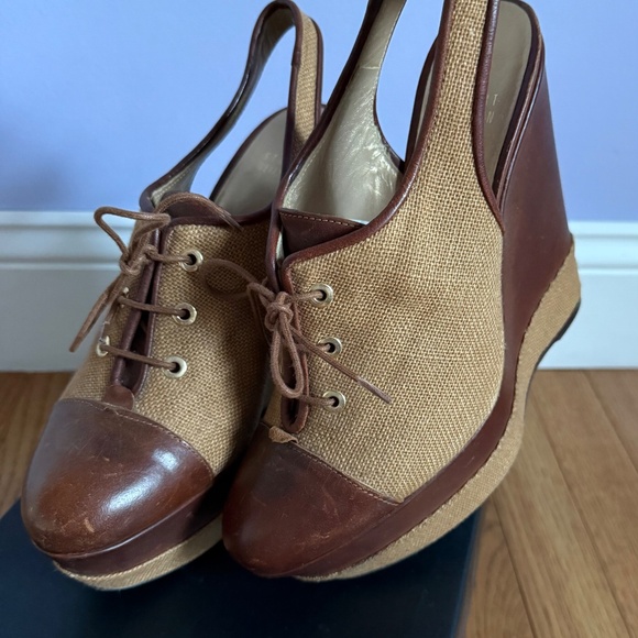 STUART WEITZMAN Lace up Oxford Wedge Platform Heel Size 8.5 - Picture 6 of 11